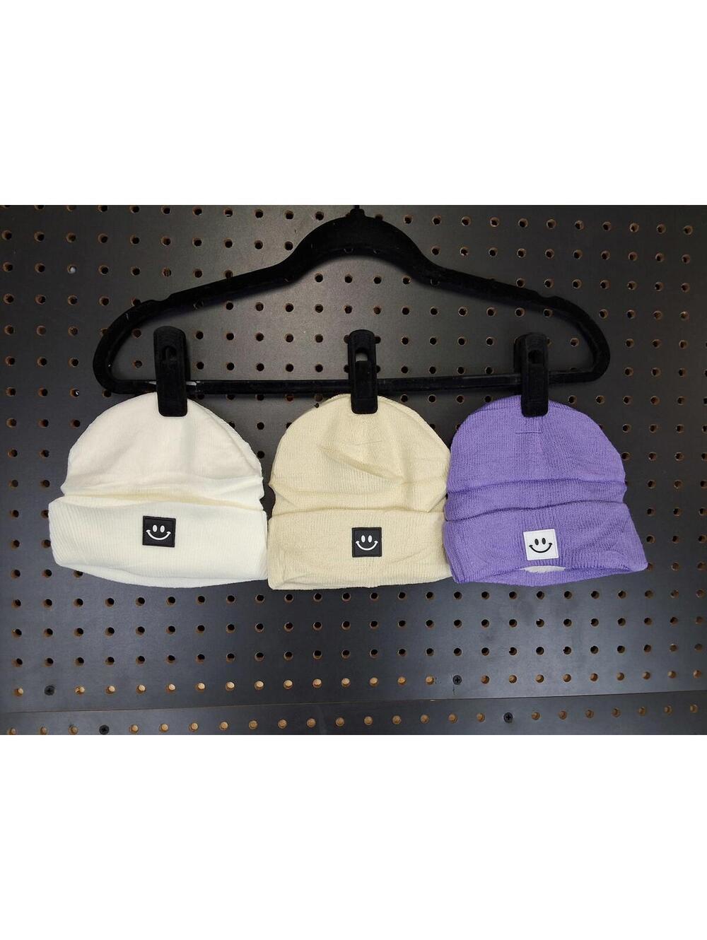 3pc Smiley Winter Beanie Hat Set Fleece lined 3-36 month